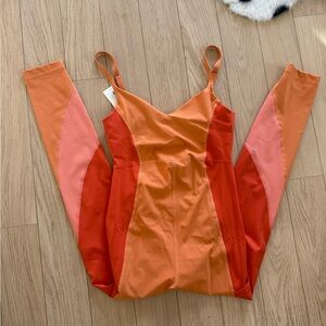 Colorblock Orange and Pink athletic jumpsuit